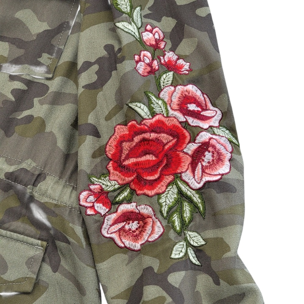 Knox Rose Camo Utility Jacket Embroidered Floral Boho Festival Womens Size XL - Picture 7 of 13